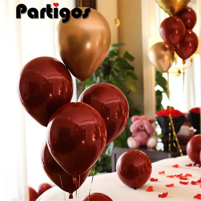 10 шт рубиновые красные воздушные шары Новые блестящие металлические перламутровые латексные шары Хромированные Металлические цвета воздушные шары Globos украшение для свадебной вечеринки