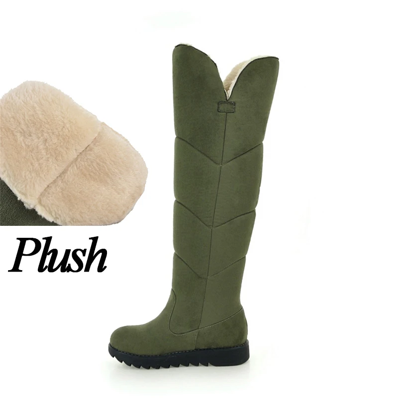 2018 Classic Women Ladies Snow Boots Female Winter Knee High Green