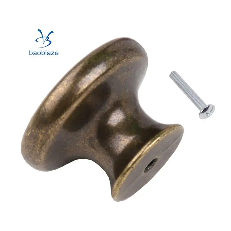 2 Pieces Vintage Brass Cabinet Drawer Round Pulls Wardrobe Cabinet Door Cupboard Knob Handle Clock Plate Pattern #1