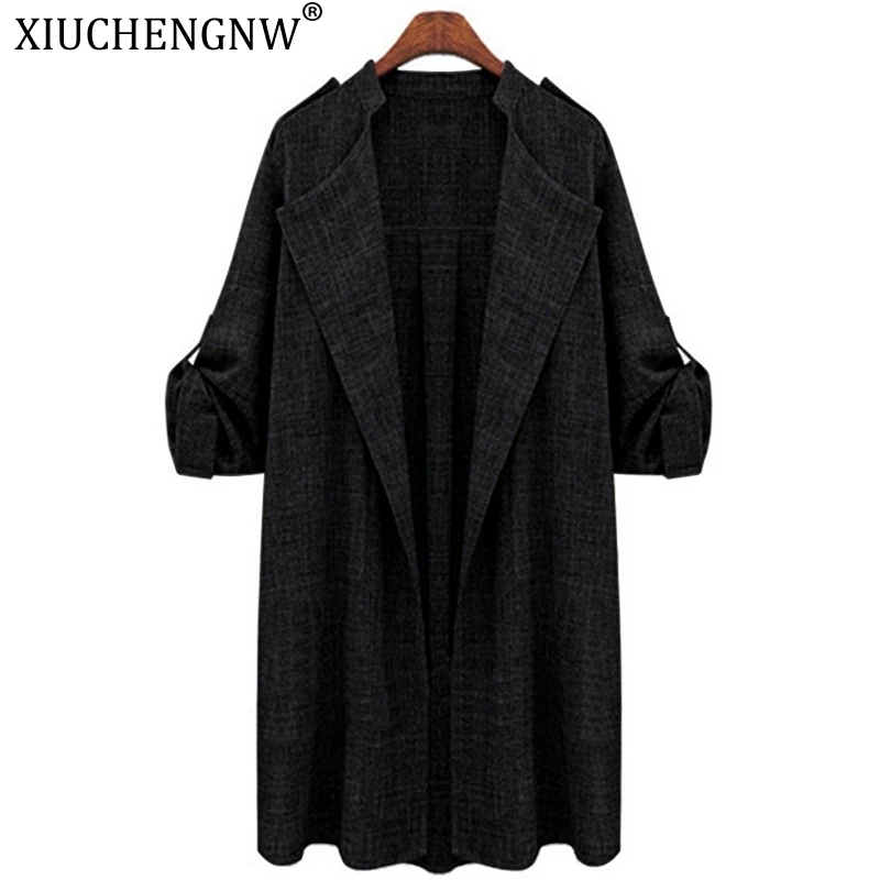 Long Trench Coat Women Clothing Plus Size Coat Loose Cape Womens Tops Blouses Trench Coats Solid Color Office Fashion Fall Wear