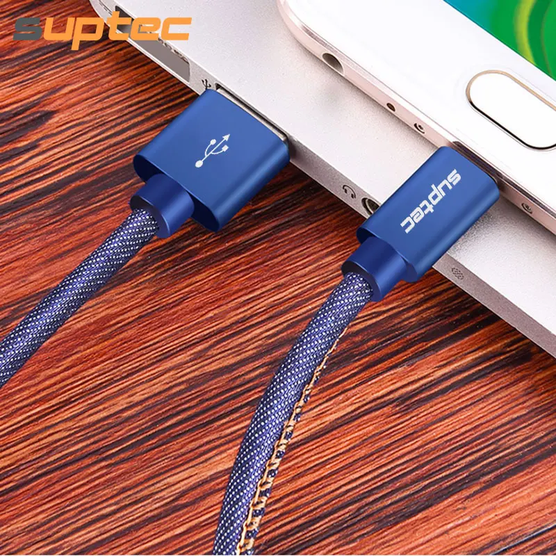 Suptec Micro USB кабель для Samsung S7/S6/S5 Xiaomi Huawei LG Android Phone деним Плетеный золото- покрытием быстрой зарядки Зарядное устройство Шнур