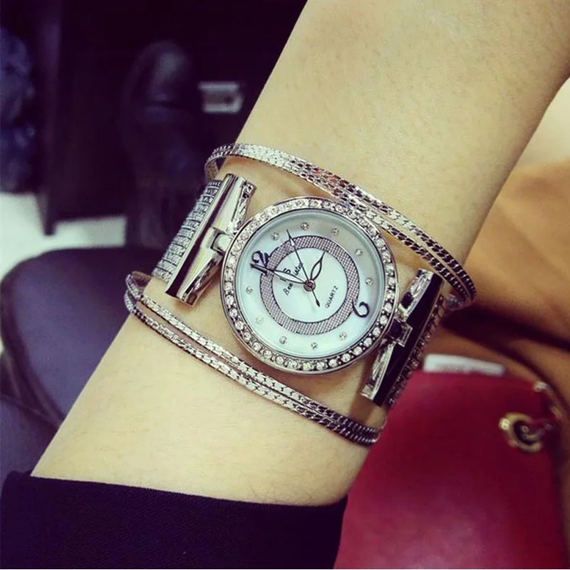 Модные кварцевые женские часы бренда BS reloj mujer браслет для часов золотые наручные
