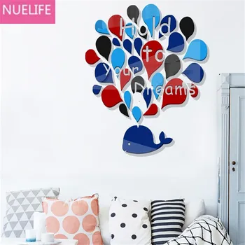 

Colorful balloon and whale 3D acrylic Wall stickers bedroom children's room TV sofa background wall decorative Wall stickers