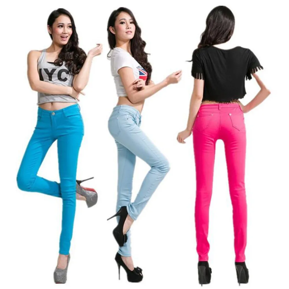 Whole cotton Seven colors pinkycolor Elastic force Pencil pants high waist jeans woman skinny women jeans mujer jean plus size Whole cotton Seven colors pinkycolor Elastic force Pencil pants high waist jeans woman skinny women jeans mujer jean plus size