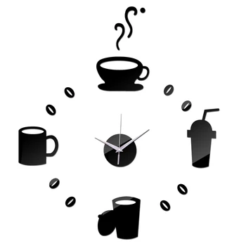 

New 2020 hot sale diy acrylic style coffee sale new wall clock set clocks quartz geometric needle single face