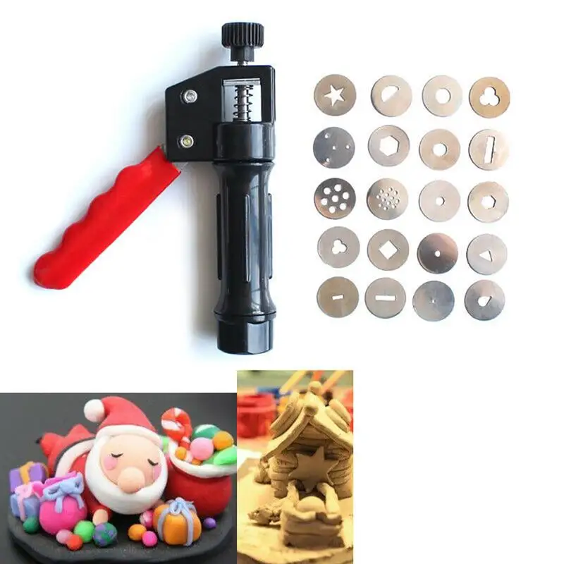 

Pastry Clay Extruders Sculpture Gun Clay Sugar Paste Extruder Fondant Cake Sculpture Polymer Tool 20 Tips Sugar Craft