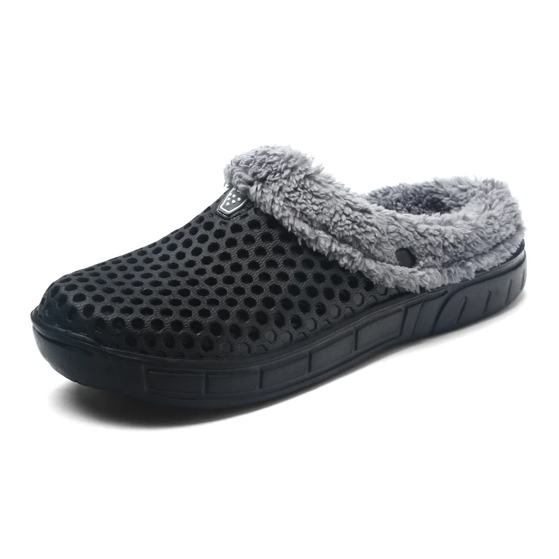 

New Winter Croc Shoes Beach Sandals Soft Plush Cotton Warm Slides Flats Shoes Unisex Floor Home Women Hole Slippers Fishing