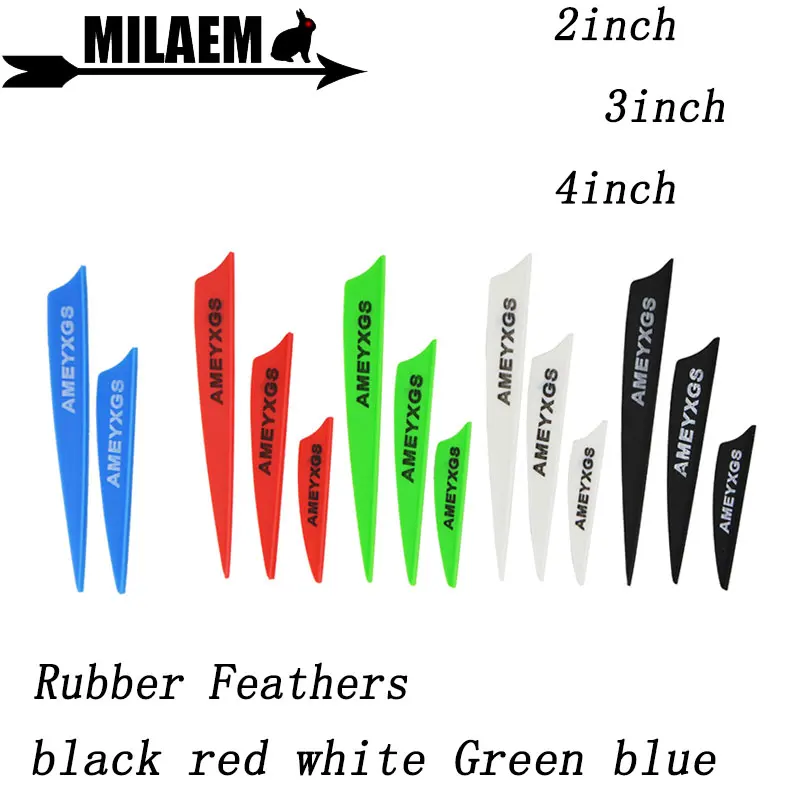 

100pcs 2/3/4inch Archery Rubber Feather Shield Feather Fletching Fiberglass/ Carbon Arrow Compound Recurve Shooting Accessories
