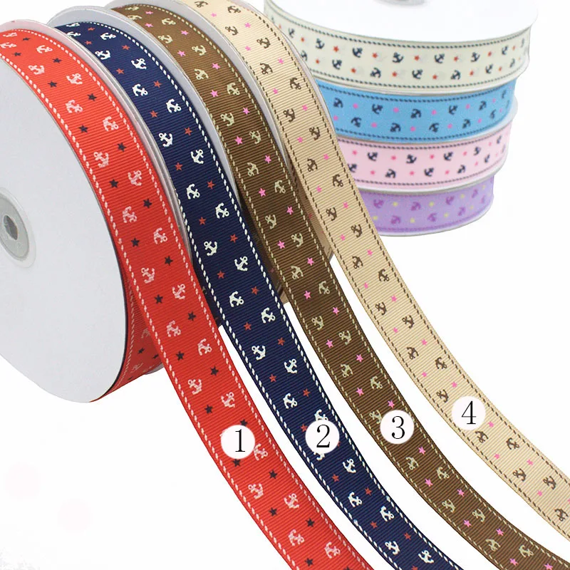 

[IuBuFiGo] Free Shipping 5/8"(16mm) Anchor Grosgrain Ribbon Printed DIY Tape100yard/lot