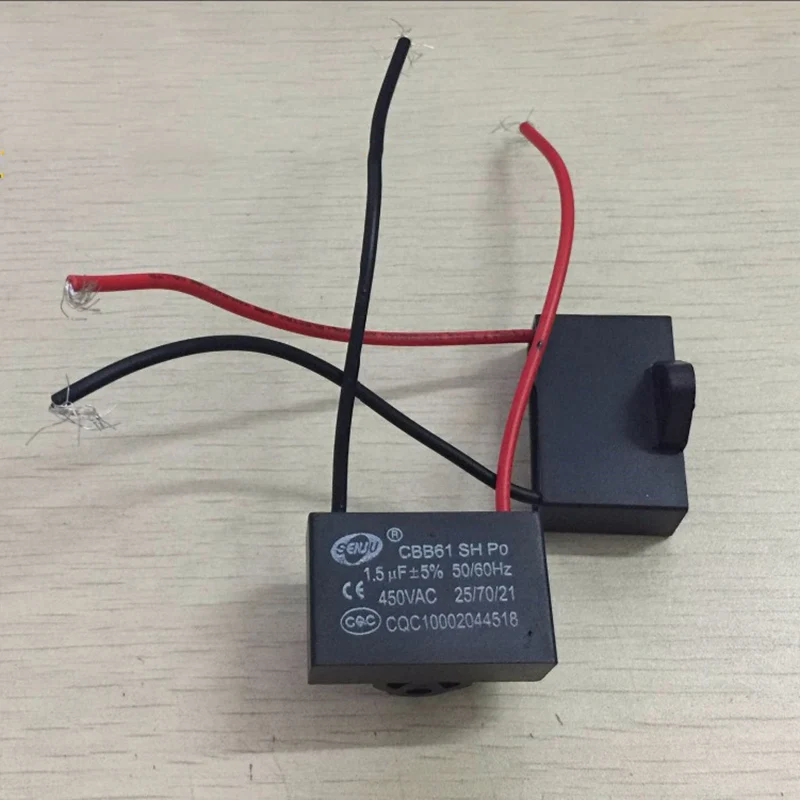 2 Pieces 4.5uf CBB61 Fan Capacitor 2 Wire 450V AC 50//60Hz