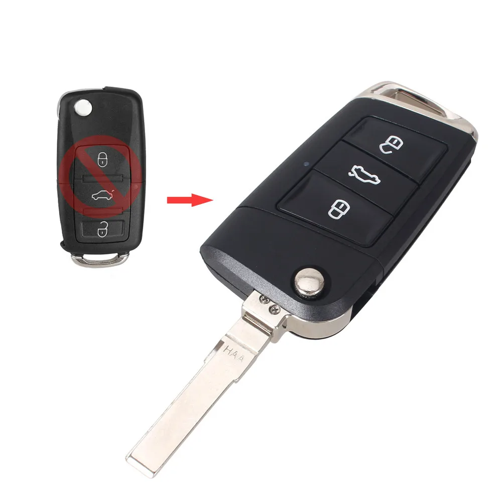 KEYYOU, 3 кнопки, модифицированный складной флип-ключ для автомобиля, оболочка для Volkswagen VW Golf 7, Jetta, Passat, Beetle, Polo, Bora, пульт дистанционного управления, чехол для авто - Количество кнопок: 3 Кнопки