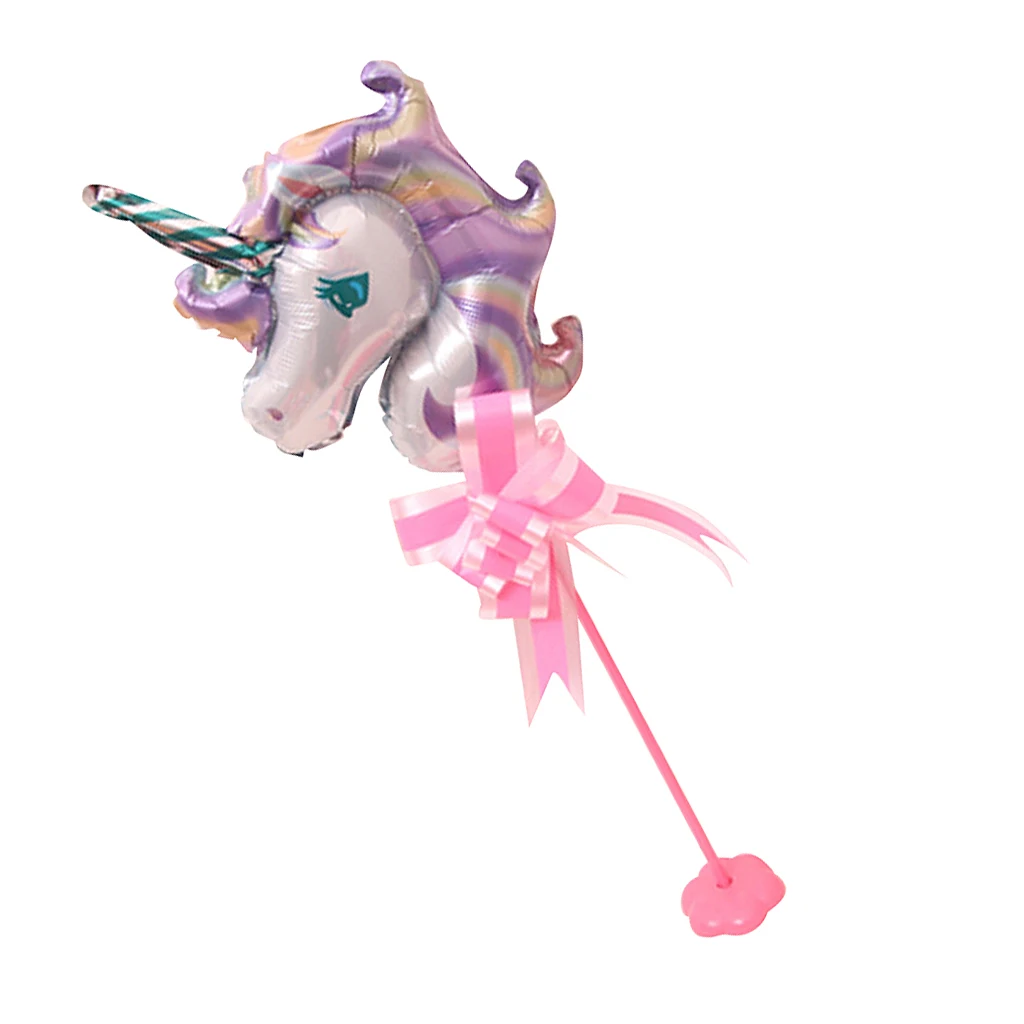 

Unicorn Foil Balloon with Column Stand Base and Pole Set Table Decor Purple