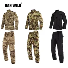 HAN WILD Army военные тактические брюки карго Униформа Водонепроницаемый Камуфляж Открытый Пешие Прогулки Боевая форма армии США набор одежды для мужчин