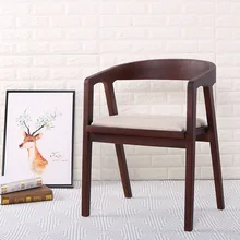 Nordic Wood Dining Chair American Vintage Coffee Restaurant Bedroom Study Casual Simple with Armrest Back Chair