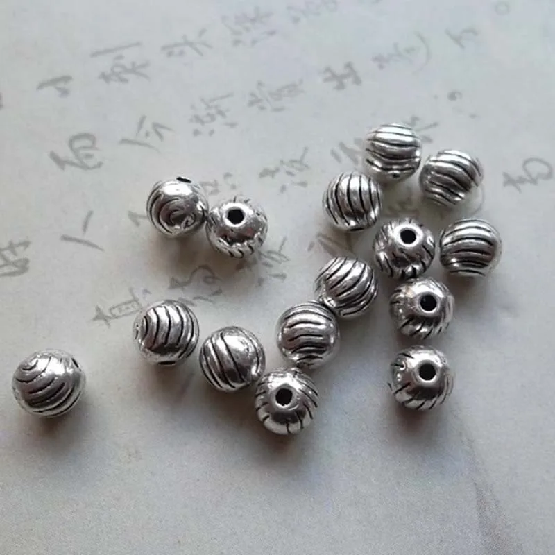 100pcs 8 mm Tibetan Silver Round Loose Spacer Métal Perles Jewelry Findings