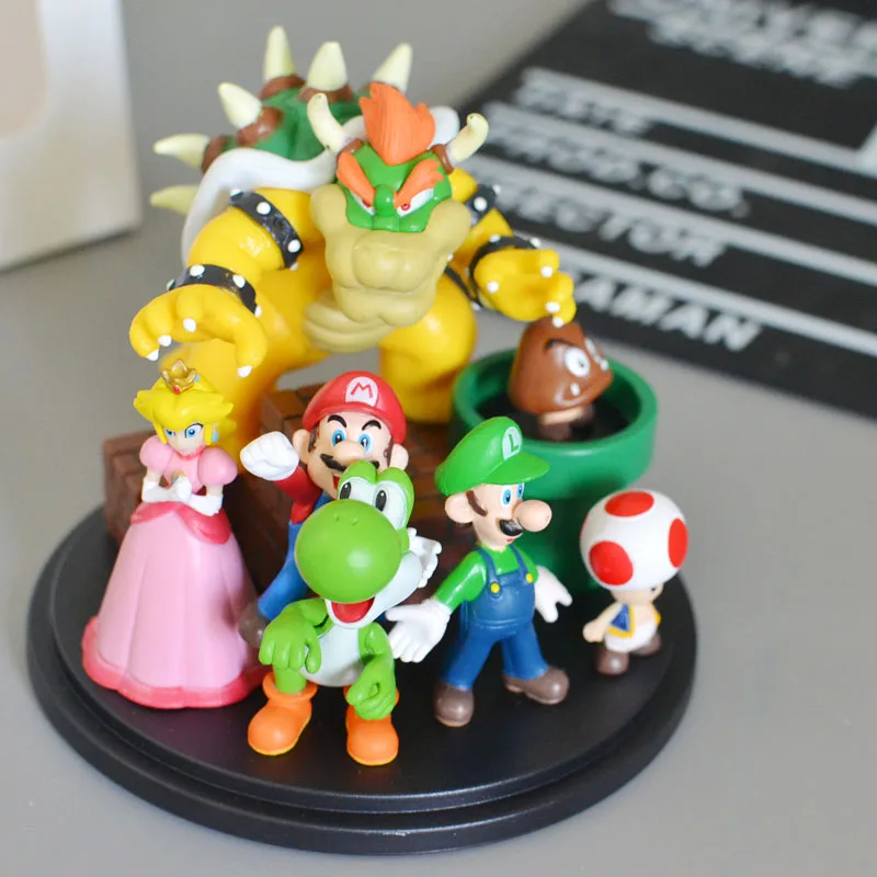 Super Mario Bros Bowser Princess Peach Yoshi Luigi Toad Goomba PVC