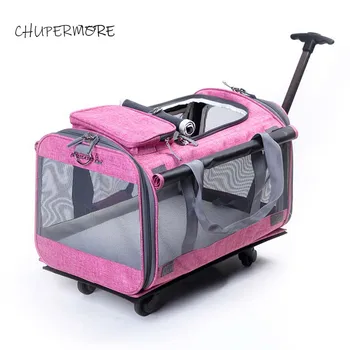 

Pet storage box high quality breathable Rolling Luggage Spinner animal Travel Bags Safety Suitcase Wheels Trolley
