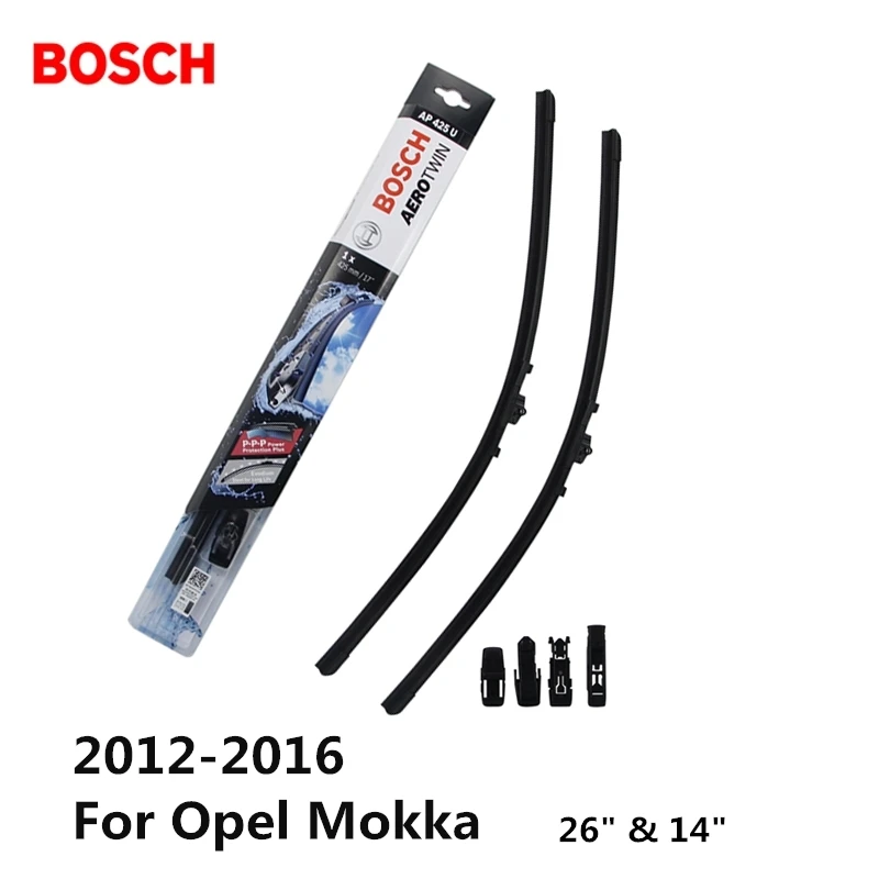 2pcs/set Bosch Wiper Blades for Opel Mokka 26"&14" Fit Push Button Arms 2012 2013 2014 2015 2016