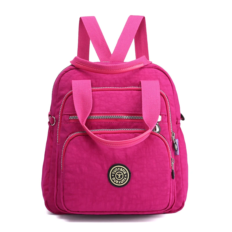 Модные однотонные женские рюкзаки высокого качества, водонепроницаемые нейлоновые школьные сумки для девочек-подростков, роскошные женские рюкзаки с несколькими карманами - Цвет: Red