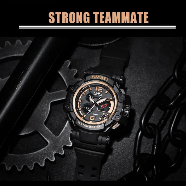 SMAEL Brand Men kwarcowy zegarek cyfrowy męskie zegarki sportowe S Shock męski zegar Relogios męskie LED wodoodporny zegarki na rękę 1509 tanie i dobre opinie Dual Display Wristwatches Quartz Wristwatches Alarm Back Light Water Resistant Rattrapante Multiple Time Zone Chronograph Perpetual Calendar Shock Resistant Stop Watch Complete Calendar Auto Date LED display SMAEL Brand Men kwarcowy zegarek cyfrowy męskie zegarki sportowe S Shock męski zegar Relogios męskie LED wodoodporny zegarki na rękę 1509 tanie i dobre opinie Dual Display Wristwatches Quartz Wristwatches Alarm Back Light Water Resistant Rattrapante Multiple Time Zone Chronograph Perpetual Calendar Shock Resistant Stop Watch Complete Calendar Auto Date LED display
