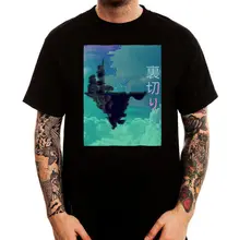 Japan sky castle vaporwave aesthetic art black printed cotton men t shirt