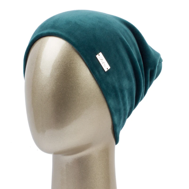 Geebro, новинка, женская шапка бини, зимняя, повседневная, велюровая, теплая, громоздкая, бини для женщин, женская Балаклава, простая, Skullies Hat GS051N - Цвет: Green
