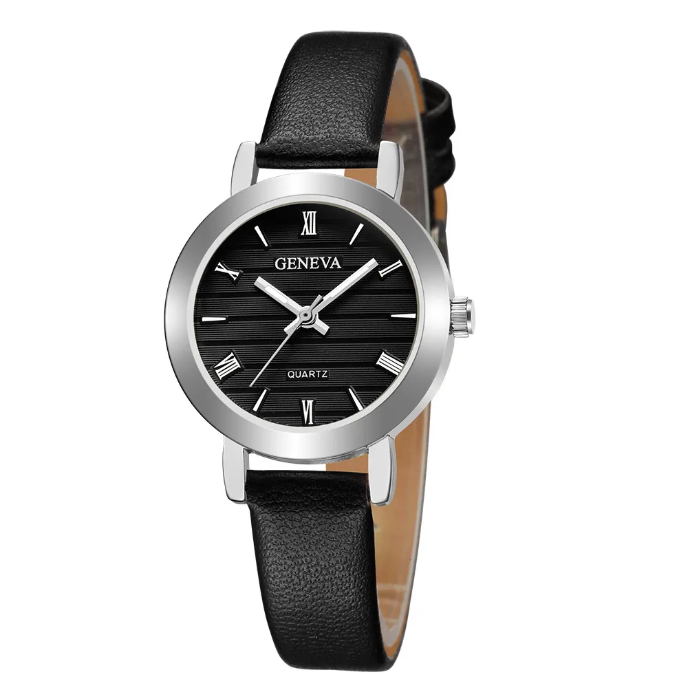 Geneva новые relogio feminino женские модные часы Повседневный Кожаный ремешок аналоговые кварцевые сплав женские наручные часы B50