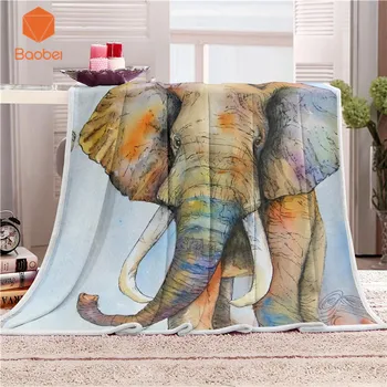 

INS Painted elephant Blanket Velvet Plush Lunch break blanket Bedsheet Comfortable Printed Soft Throw Travel No Smell CB78