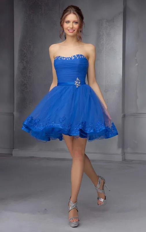 Sweetheart Simple Royal Blue Short Dresses Ruffles Plus Size