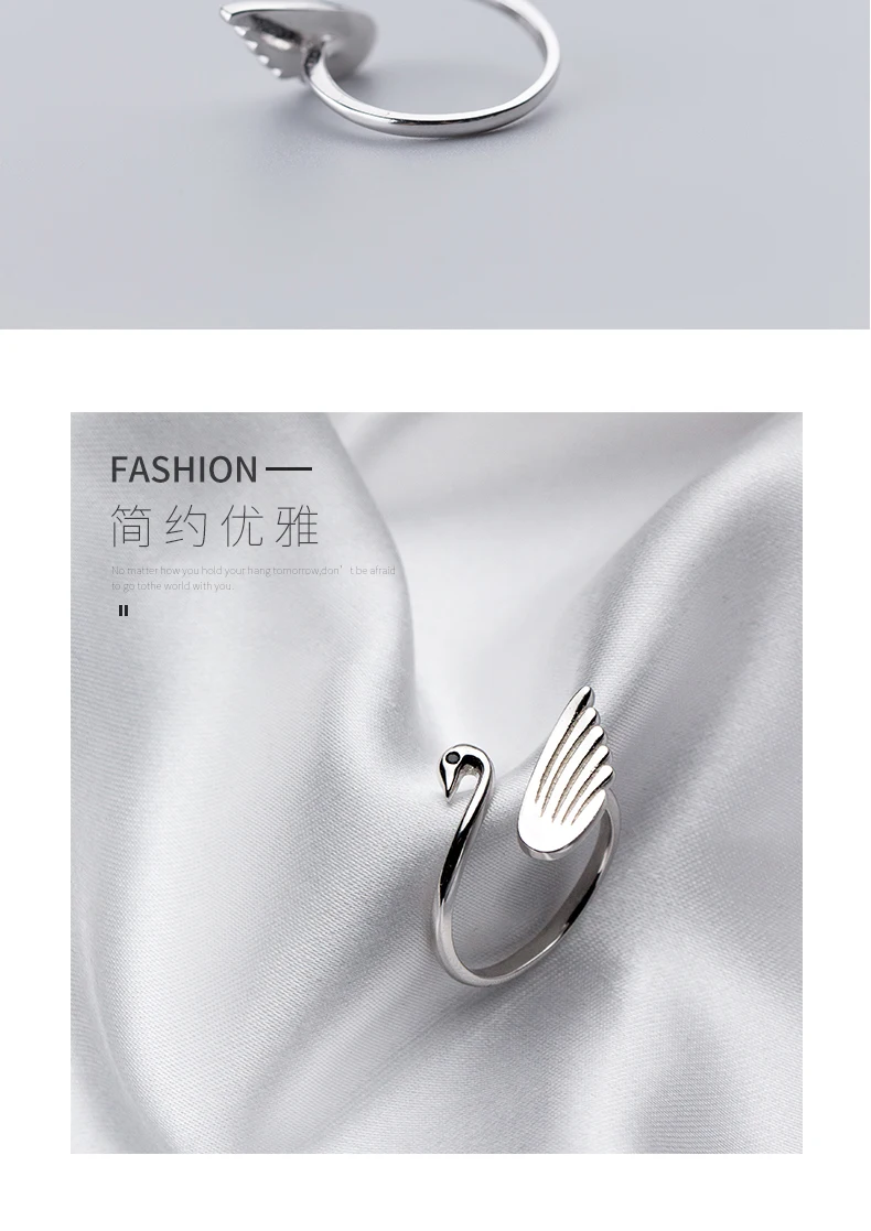 MIESTILO Новое милое культовое крыло лебедя 925 Стерлинговое Серебро регулируемое кольцо | австрийская мода Стерлинговое Серебро-ювелирные изделия оптом