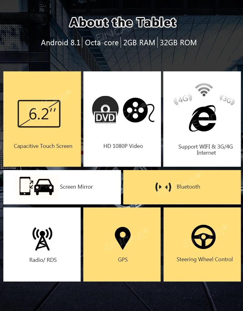 Best Navigation Support 3G 4G WiFi Mirror Link 1080P OBD2 SWC Dual Camera Eincar Android 8.1 Oreo OS Car Stereo Double Din 6.2 Inch 2 Best Navigation Support 3G 4G WiFi Mirror Link 1080P OBD2 SWC Dual Camera Eincar Android 8.1 Oreo OS Car Stereo Double Din 6.2 Inch 2