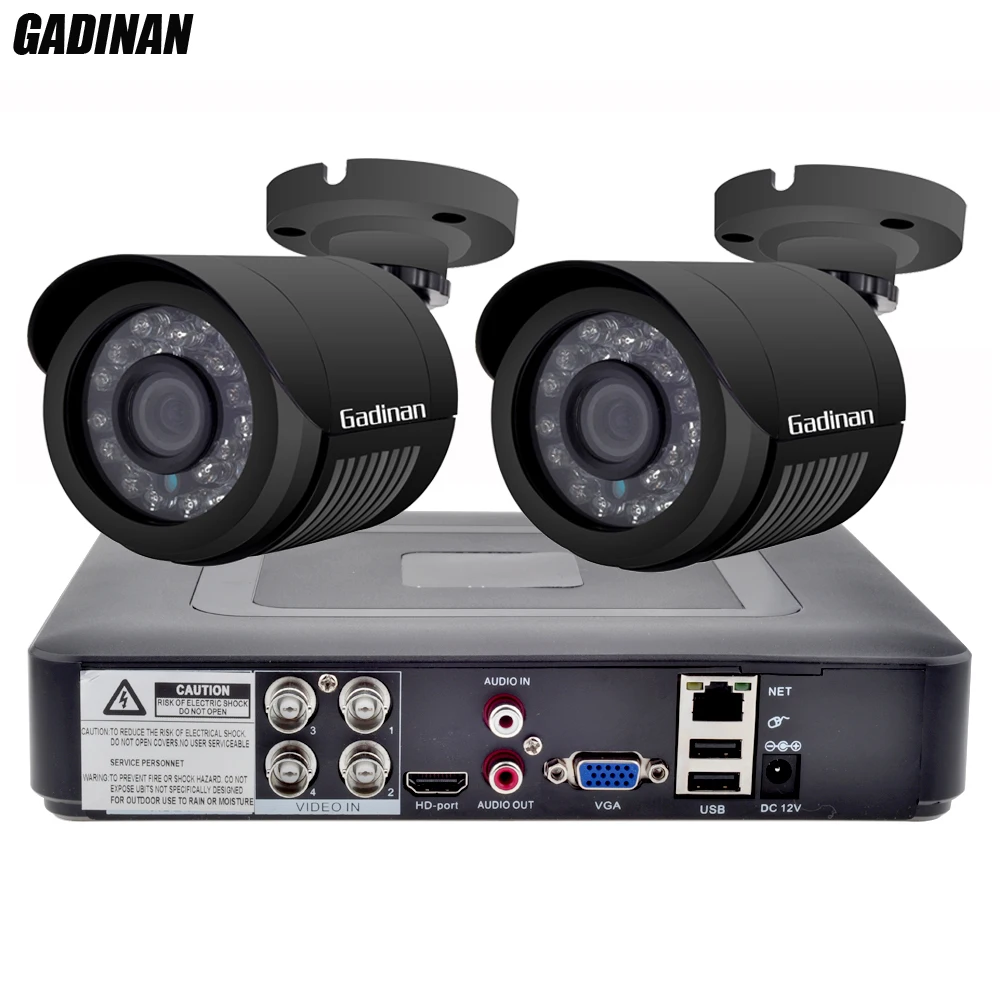 GADINAN 4CH AHD DVR система видеонаблюдения с 2 шт 2MP 1080P Дополнительная камера видеонаблюдения Водонепроницаемая камера комплект видеонаблюдения