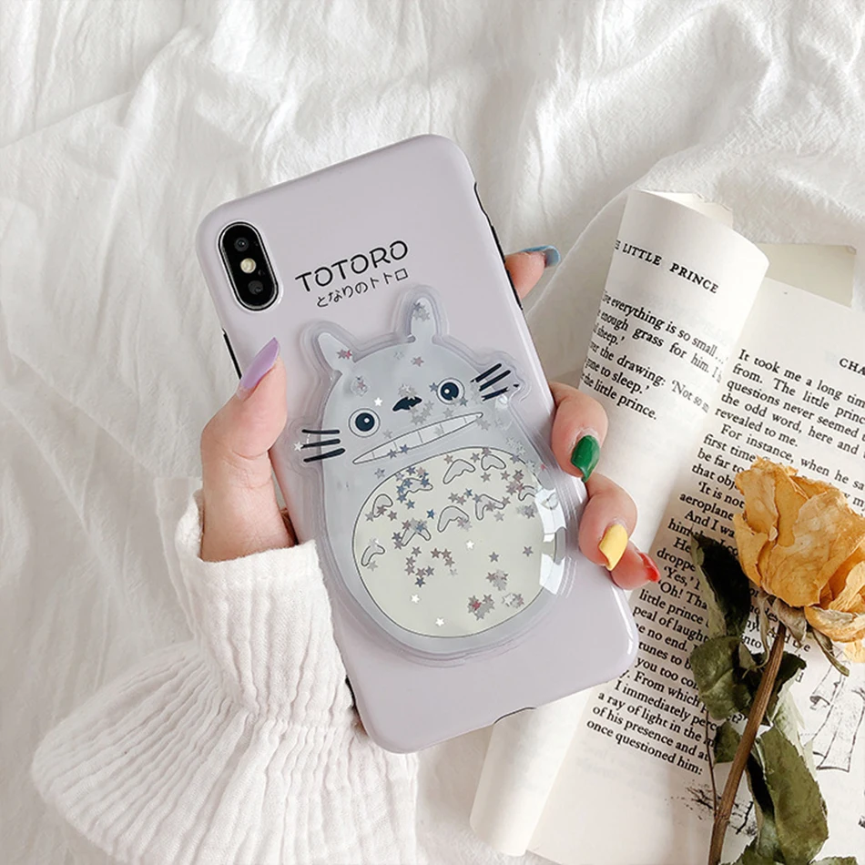 

Lovely Quicksand Totoro Case For iPhone X XR XS MAX Silicone Soft Case For iPhone 6 6S 7 8 Plus Anti-Fall Protection Soft Cases