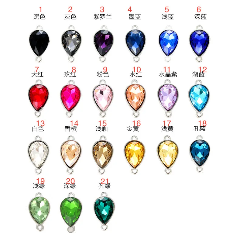 

10pc 7*10mm Alloy Material Crystal Resin Tear Drop shape Connector Charm pendant For Earring DIY Wedding Handmade Jewelry Making