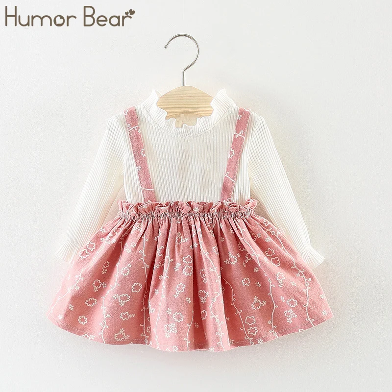

Humor Bear 2019 Fall Winter 2018 Baby Girls Cloth Sets Autumn Cotton Long Sleeves T-shirt+Flower Strap Dress 2Pcs Baby Clothing