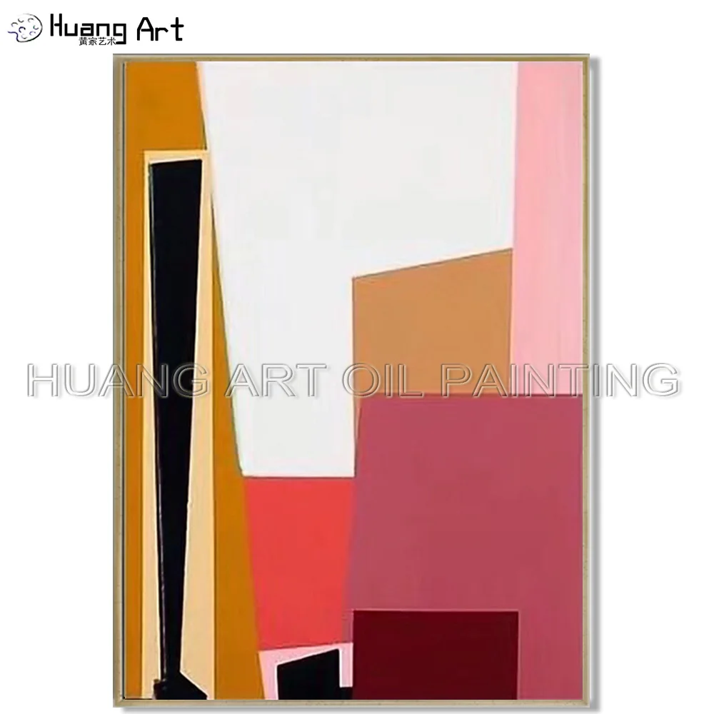 

Artist Hand-painted Colorful Geometry Oil Painting on Canvas Hand-painted Piet Cornelies Mondrian Oil Painting for Living Room