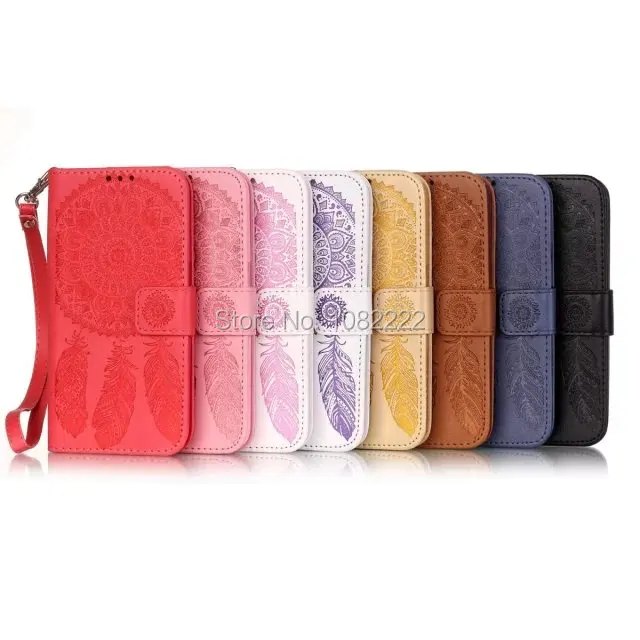 30pcs/lot New Wind Chimes Flower Pattern PU leather Stand Case For Huawei P9 Lite / P8 2017 honor 8 lite | Мобильные телефоны и