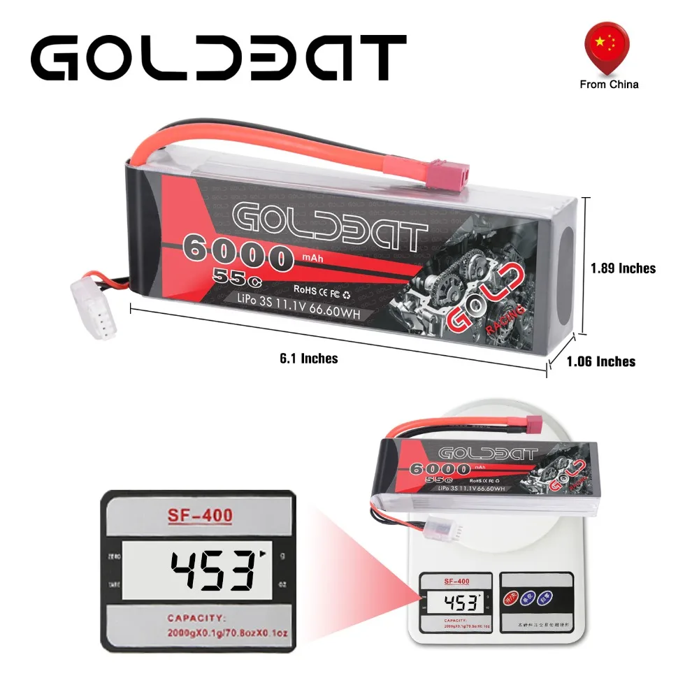 GOLDBAT 11,1 V lipo аккумулятор RC Car 6000mAh 3S Lipo аккумулятор Перезаряжаемый Дрон fpv 55C с штекером Deans для грузовика Heli