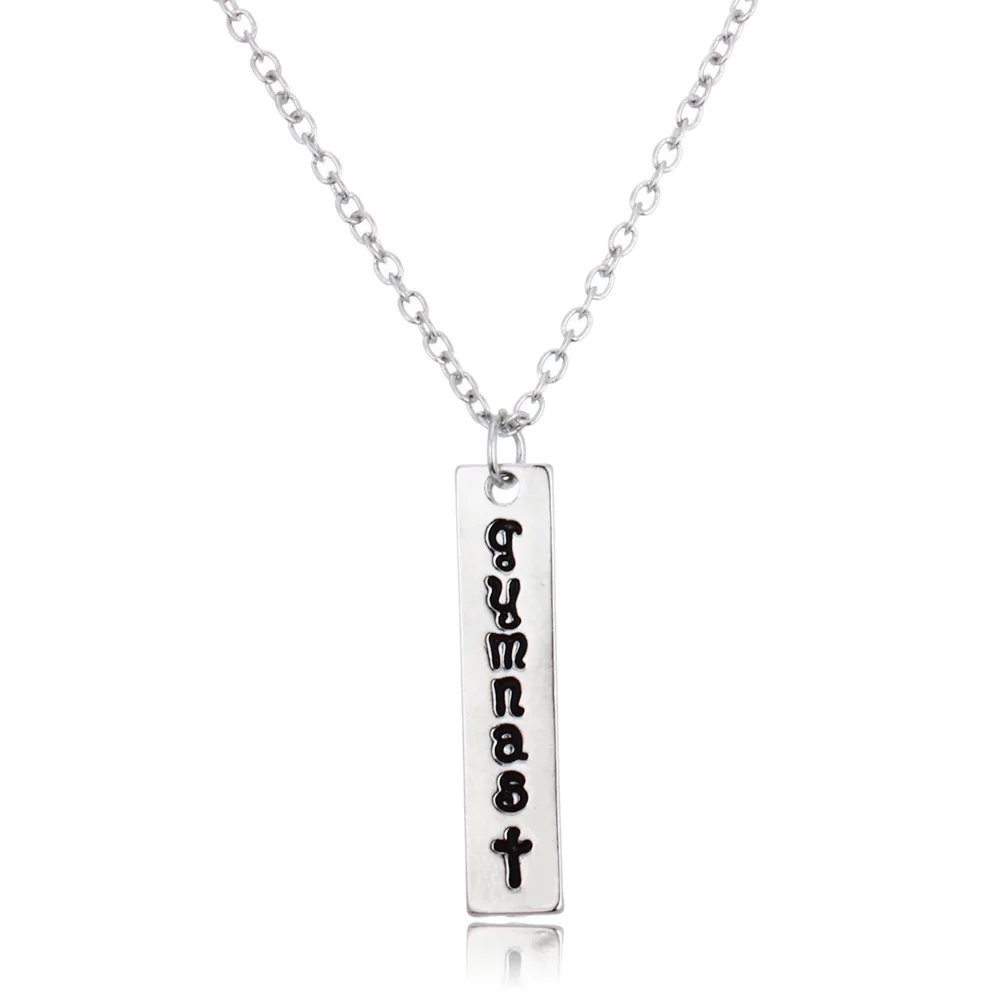 Image New Zinc alloy Gymnast Pendant Unique Personalized Letter Engraved Necklace Sport Gift