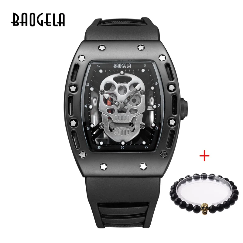 BAOGELA, Новое поступление, Стильные кварцевые мужские часы с пиратским черепом, Военные Силиконовые Брендовые мужские спортивные часы, водонепроницаемые мужские часы - Цвет: BGL1612 HHB