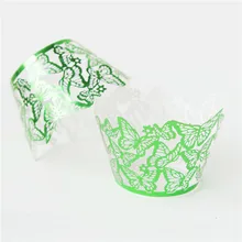 Красивая бабочка блестящая бумага украшения Формы для кексов для свадьбы День рождения, зеленые обертки для кексов