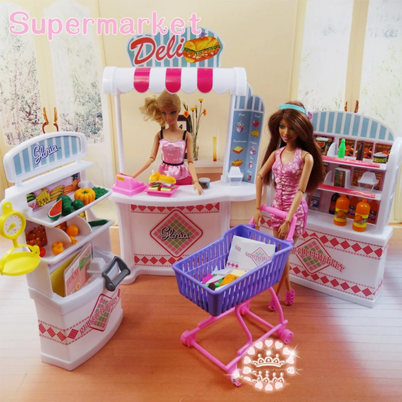 Миниатюрная мебель Забавный супермаркет для куклы Барби игра понарошку в дом игрушки для девочек