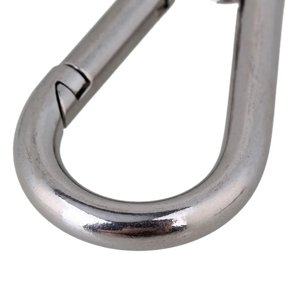 304 Stainless Steel Hook M4 M5 M6 Carabiner Eyelet Camping Climbing Secure Lock for Outdoor Sports