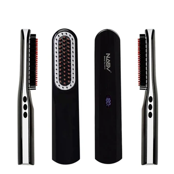 

USB Portable Straight Hair Comb Fast Electric LED Indicator Hair Beard Straightener Combs Brush