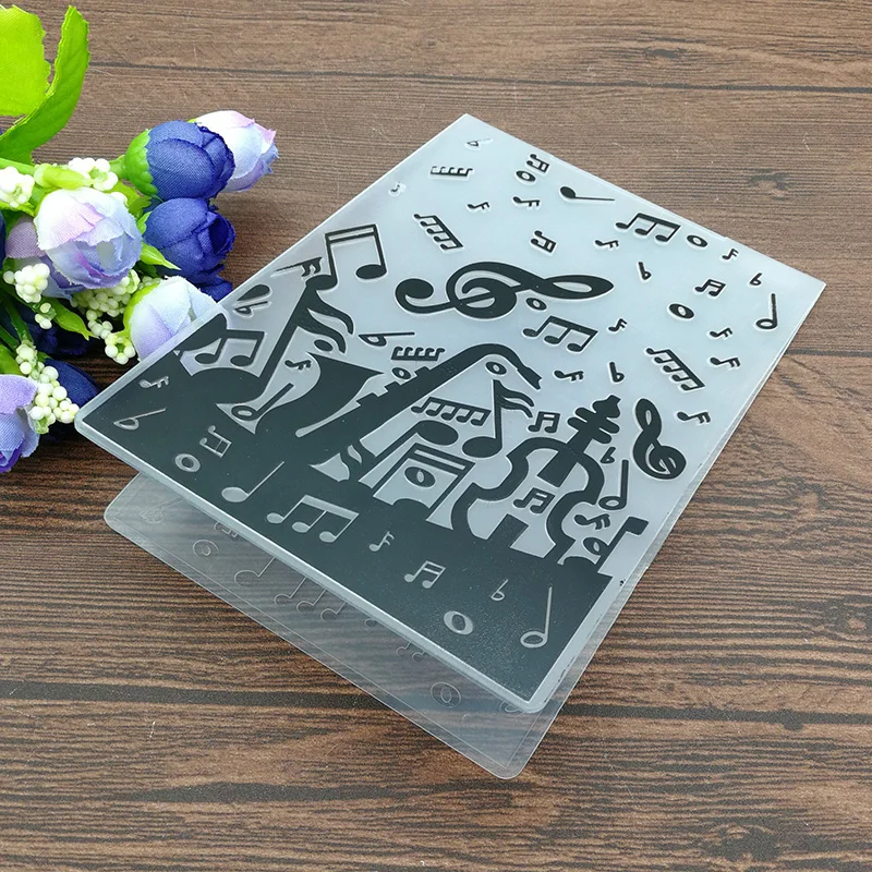 PLASTIC EMBOSSING FOLDER guitar music birthday scrapbook album card gift packing decoration cutting dies paper craft stencils plastic embossing folder embossing folder