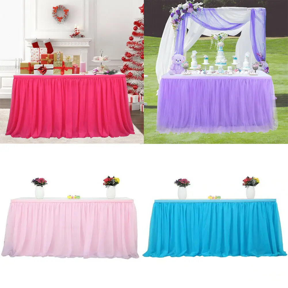 

Tutu Table Skirt Soft Tulle Cover Wedding Table Cloth Baby Shower Birthday Party Decor Hot