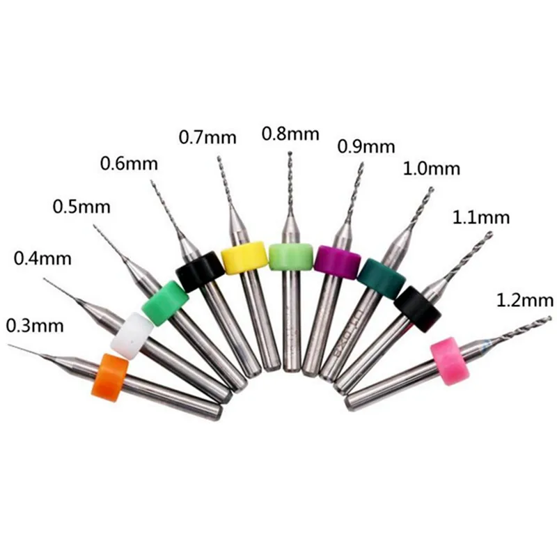 

10pcs PCB drill tool kit 0.1mm to 2.0mm tungsten carbide metal Milling cutter 3d cnc engraving wood router tools