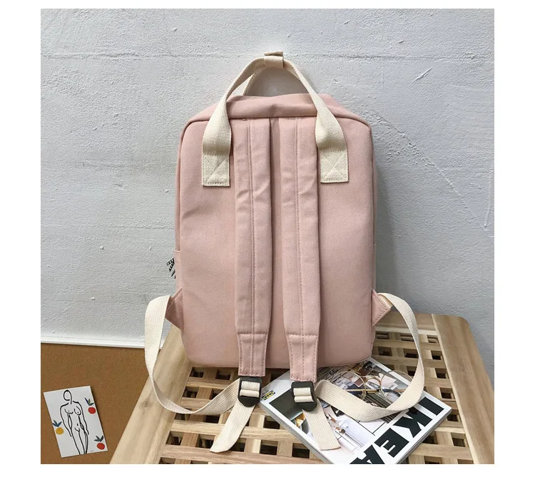 Harajuku карамельный цвет корги милый холщовый портативный школьный рюкзак женский японский Kawaii рюкзак через плечо дорожная сумка рюкзак Mochila