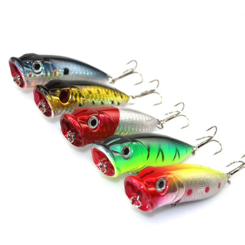

1 pc 5 colors Popper Baits fishing lure # 6 Bait Fishing 6.5 cm 13g high carbon steel hook fishing equipment Hard plastic