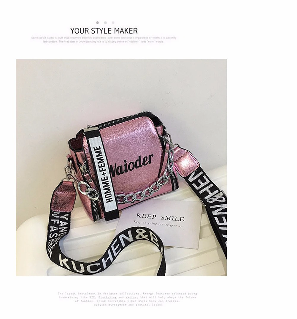 Розовый Сумка на плечо сумка-тоут из искусственной кожи Neue Frauen Taschen geldbёrse Leder Handtasche сумка через плечо лазерная - Цвет: Розовый